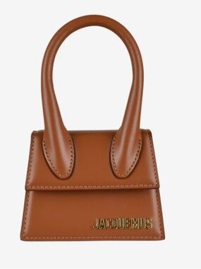 Jacquemus Tan Leather Top-Handle Bag with Gold Logo